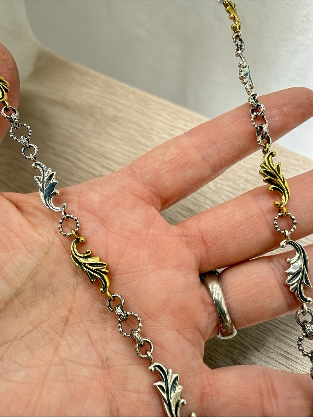 Echo of the Dreamer Acanthus Sterling Bronze 26-28” Necklace Artisan Designer - Picture 6 of 17